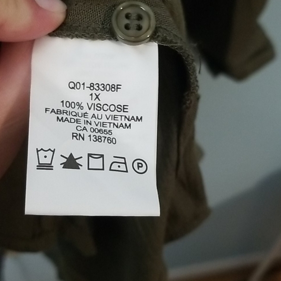 Green long sleeve button up shirt 1X NWT - Picture 8 of 12